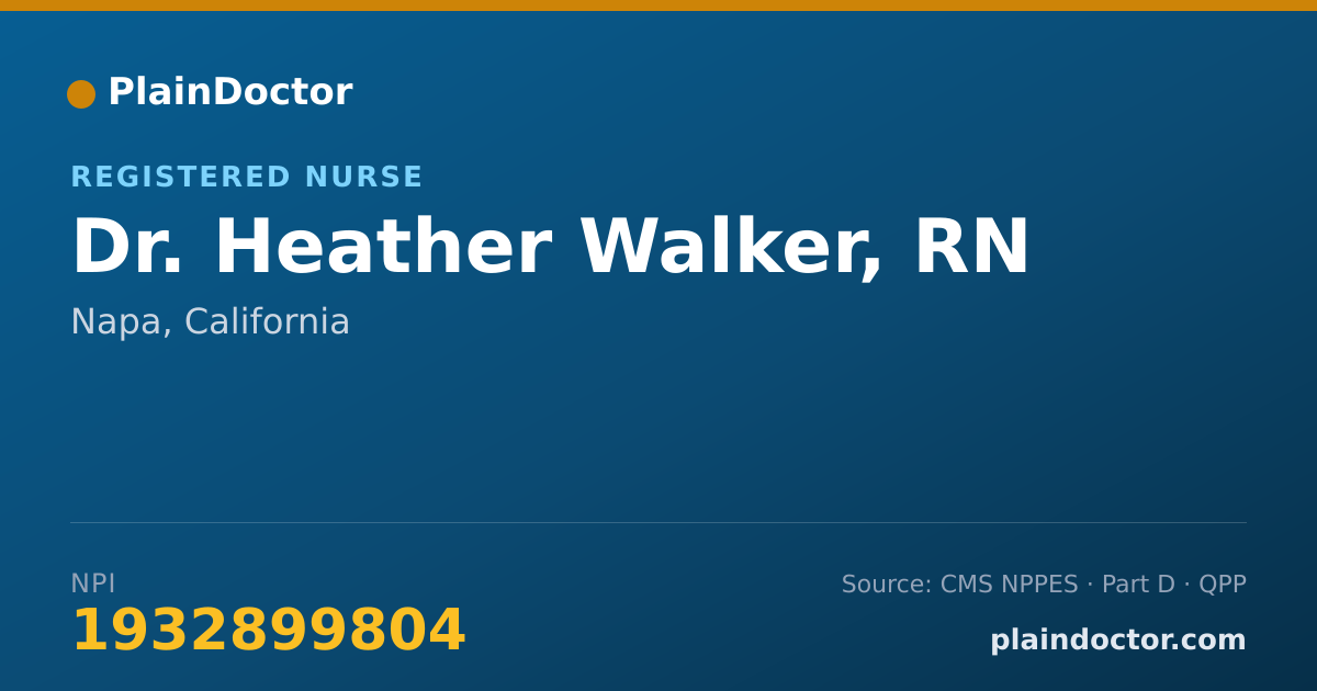 Shareable card for Heather Walker, RN - Registered Nurse, Napa, CA