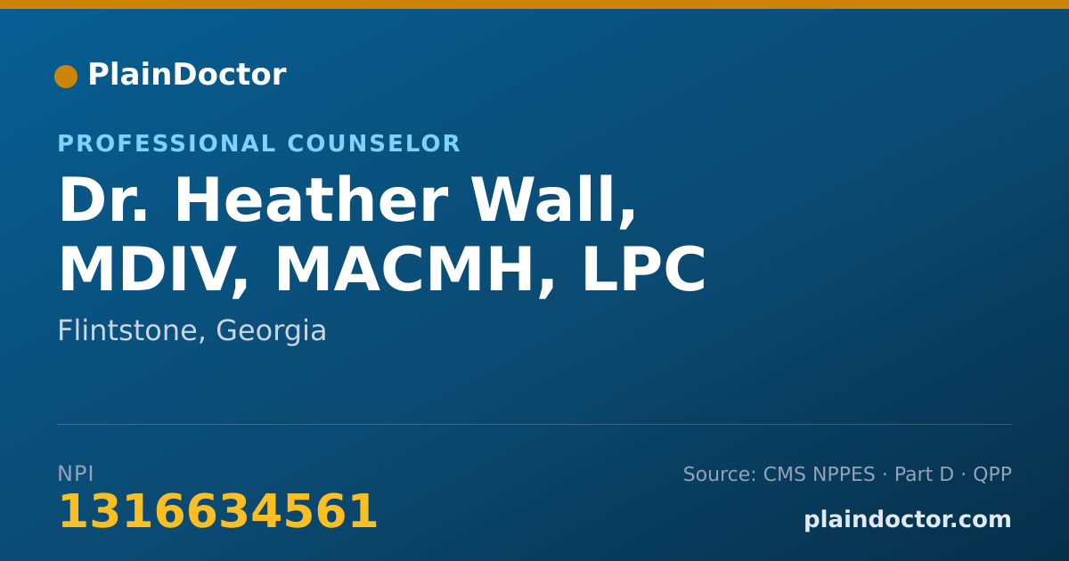 Shareable card for Heather Wall, MDIV, MACMH, LPC - Professional Counselor, Flintstone, GA