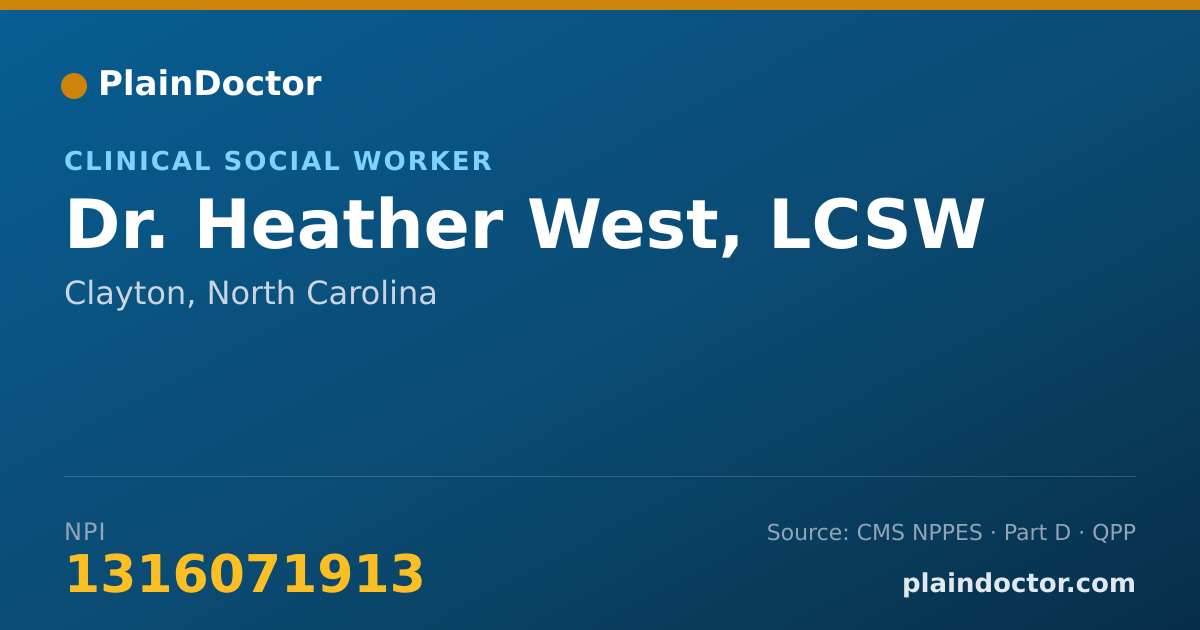 Shareable card for Heather West, LCSW - Clinical Social Worker, Clayton, NC