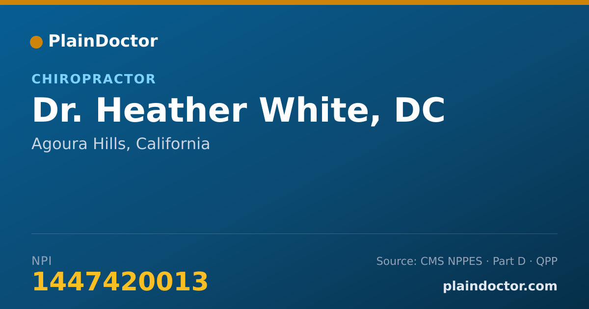 Shareable card for Heather White, DC - Chiropractor, Agoura Hills, CA