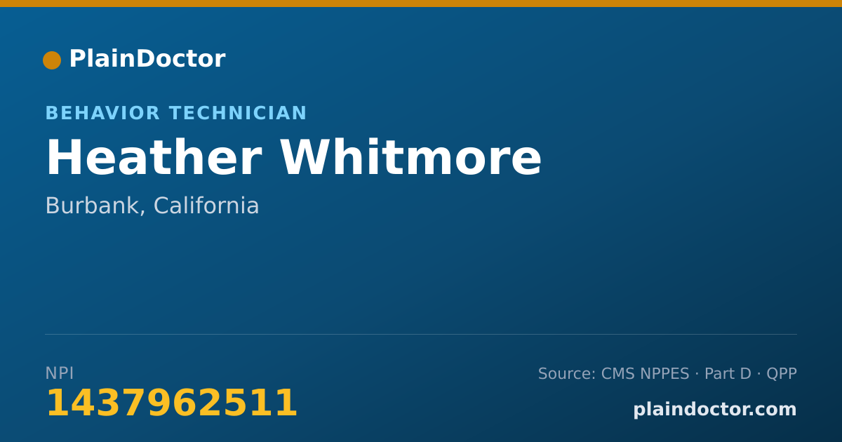 Shareable card for Heather Whitmore - Behavior Technician, Burbank, CA