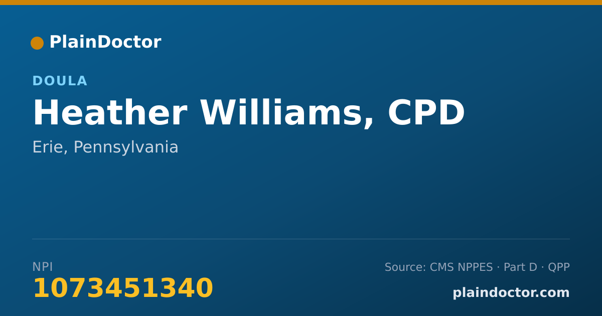 Shareable card for Heather Williams, CPD - Doula, Erie, PA