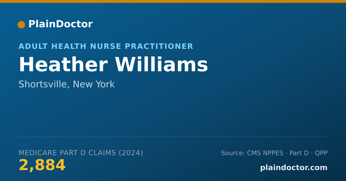 Shareable card for Heather Williams - Adult Health Nurse Practitioner, Shortsville, NY