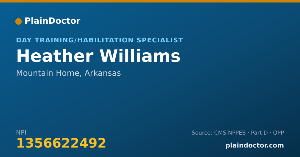 Shareable card for Heather Williams - Day Training/Habilitation Specialist, Mountain Home, AR