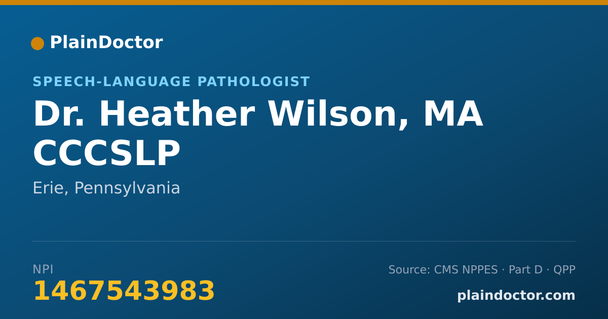 Shareable card for Heather Wilson, MA CCCSLP - Speech-Language Pathologist, Erie, PA