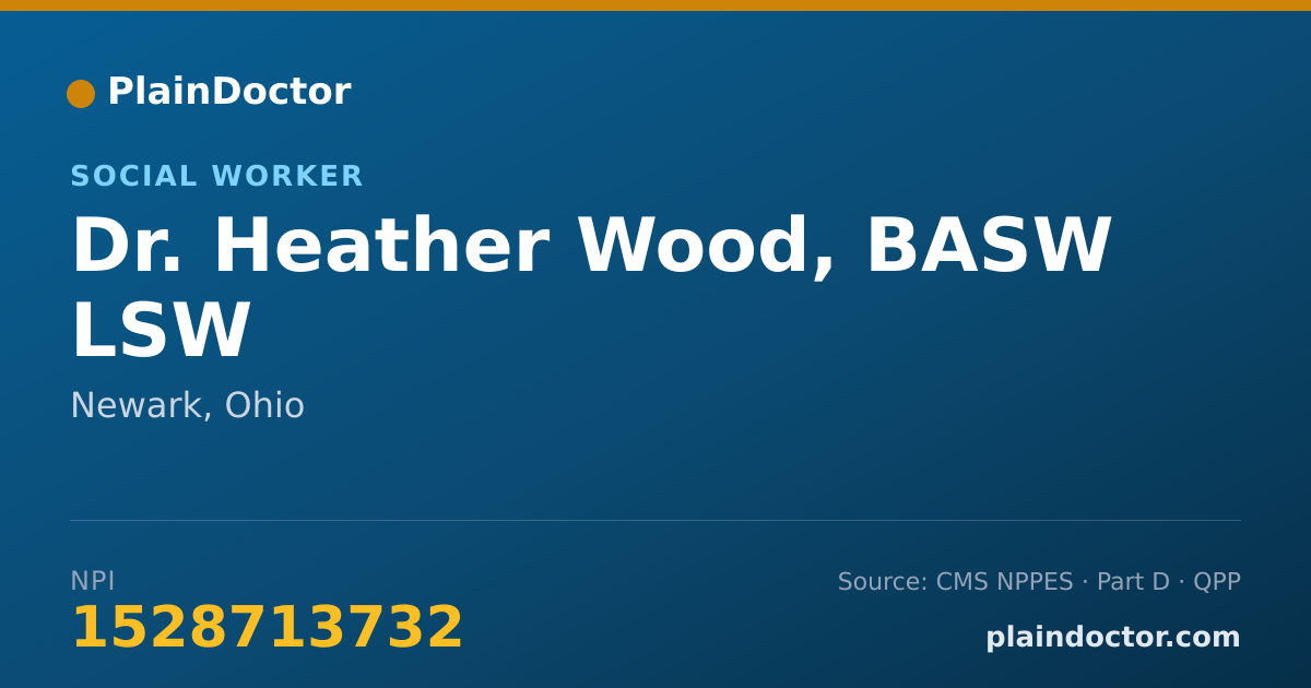 Shareable card for Heather Wood, BASW LSW - Social Worker, Newark, OH
