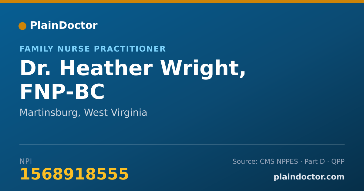 Shareable card for Heather Wright, FNP-BC - Family Nurse Practitioner, Martinsburg, WV