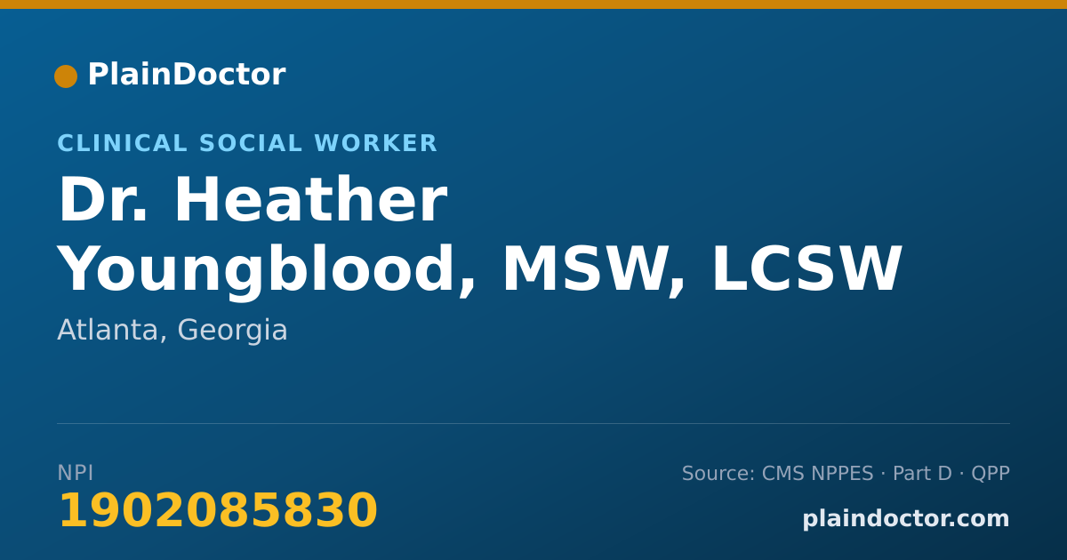 Shareable card for Heather Youngblood, MSW, LCSW - Clinical Social Worker, Atlanta, GA
