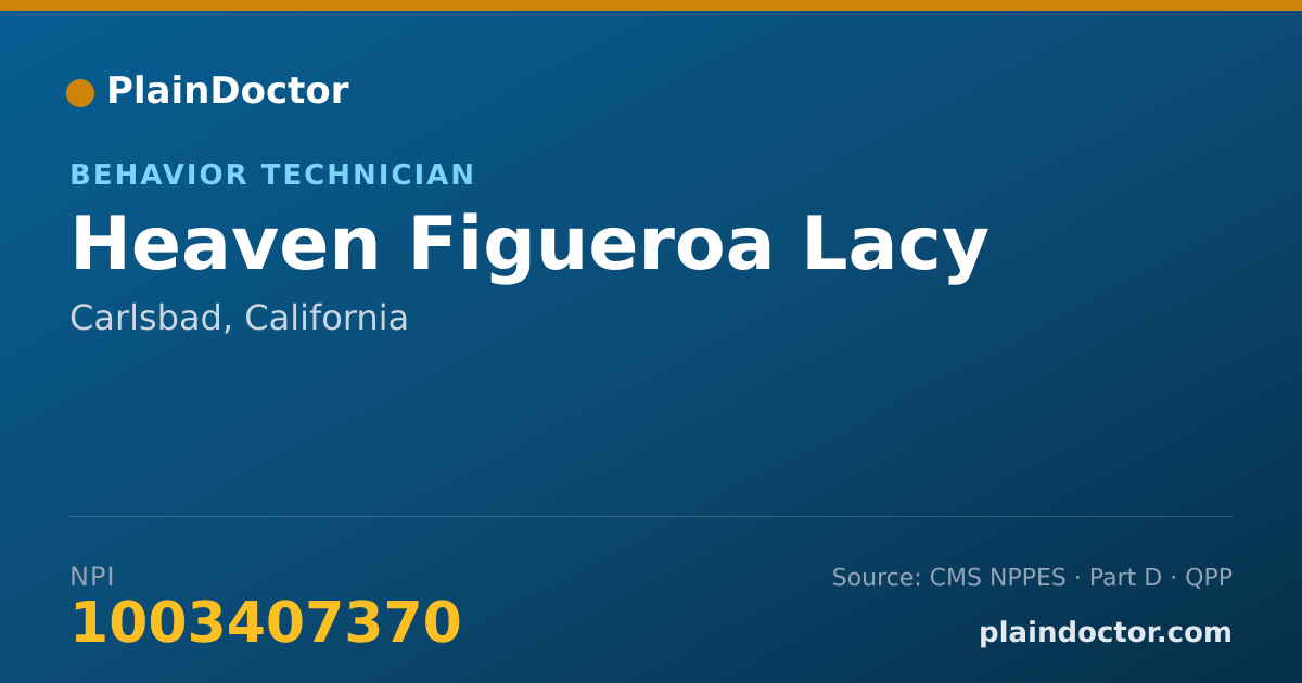 Shareable card for Heaven Figueroa Lacy - Behavior Technician, Carlsbad, CA