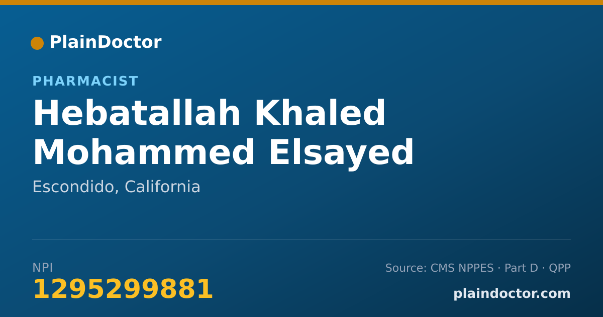 Shareable card for Hebatallah Khaled Mohammed Elsayed - Pharmacist, Escondido, CA
