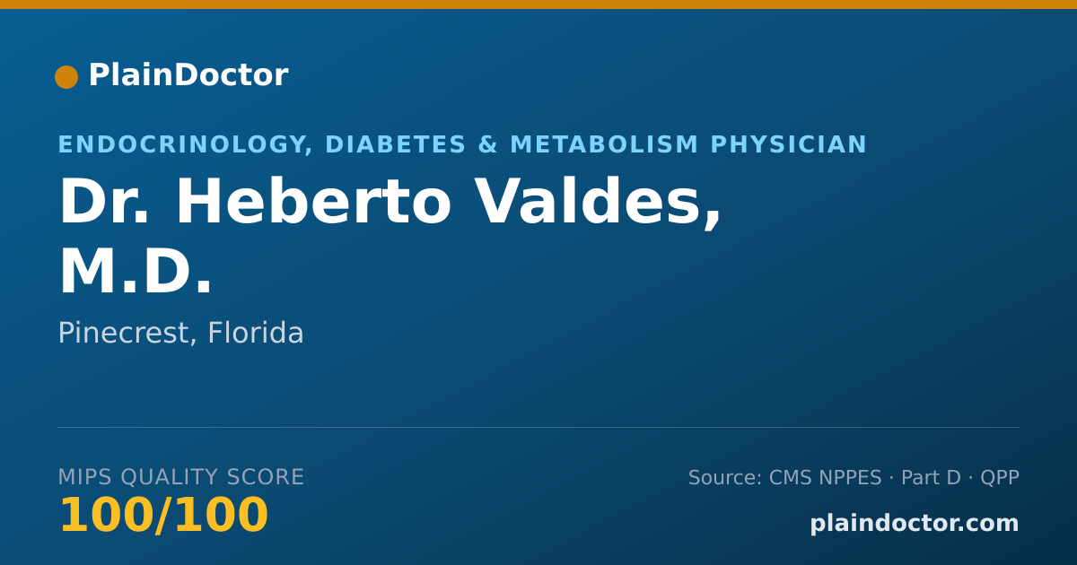 Shareable card for Heberto Valdes, M.D. - Endocrinology, Diabetes & Metabolism Physician, Pinecrest, FL