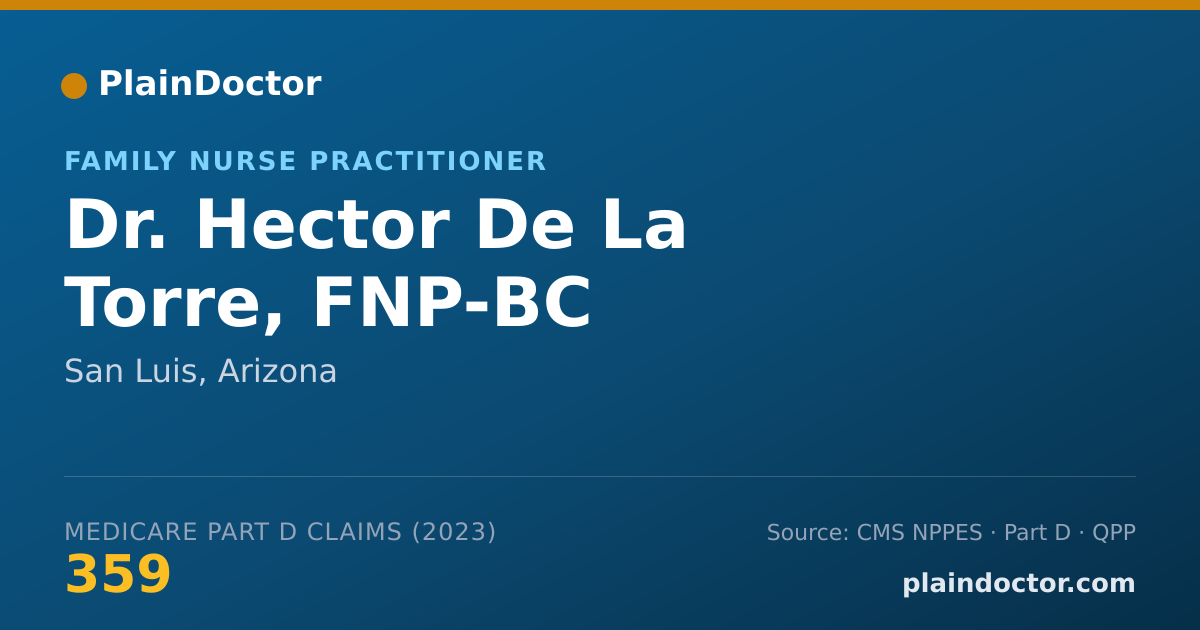 Shareable card for Hector De La Torre, FNP-BC - Family Nurse Practitioner, San Luis, AZ
