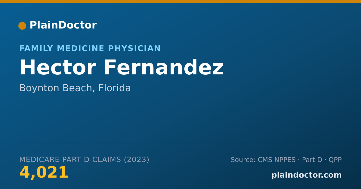 Shareable card for Hector Fernandez - Family Medicine Physician, Boynton Beach, FL