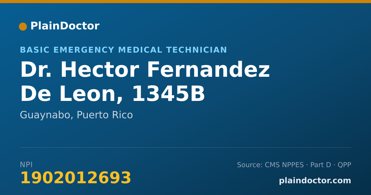 Shareable card for Hector Fernandez De Leon, 1345B - Basic Emergency Medical Technician, Guaynabo, PR