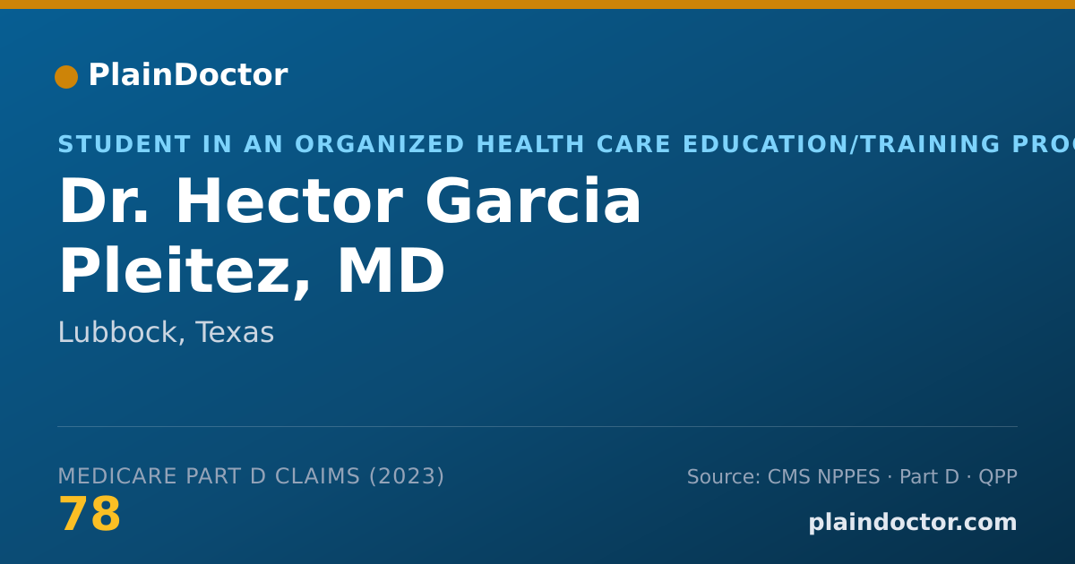 Shareable card for Hector Garcia Pleitez, MD - Student in an Organized Health Care Education/Training Program, Lubbock, TX