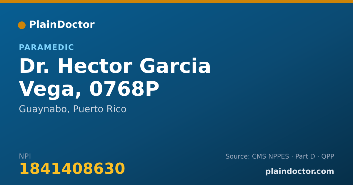 Shareable card for Hector Garcia Vega, 0768P - Paramedic, Guaynabo, PR