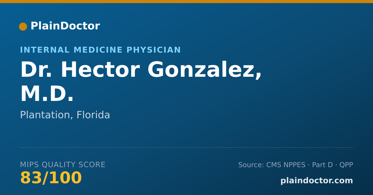 Shareable card for Hector Gonzalez, M.D. - Internal Medicine Physician, Plantation, FL