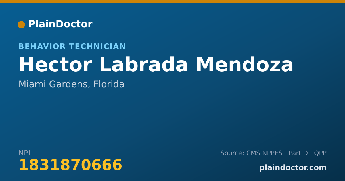 Shareable card for Hector Labrada Mendoza - Behavior Technician, Miami Gardens, FL