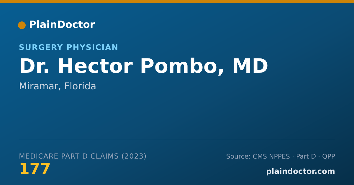Shareable card for Hector Pombo, MD - Surgery Physician, Miramar, FL