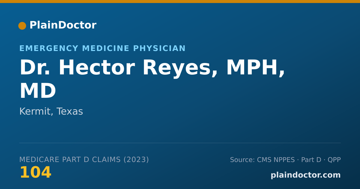 Shareable card for Hector Reyes, MPH, MD - Emergency Medicine Physician, Kermit, TX