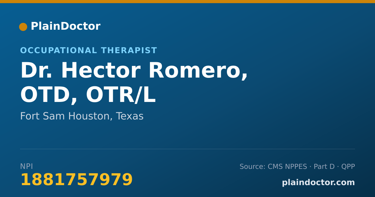 Shareable card for Hector Romero, OTD, OTR/L - Occupational Therapist, Fort Sam Houston, TX