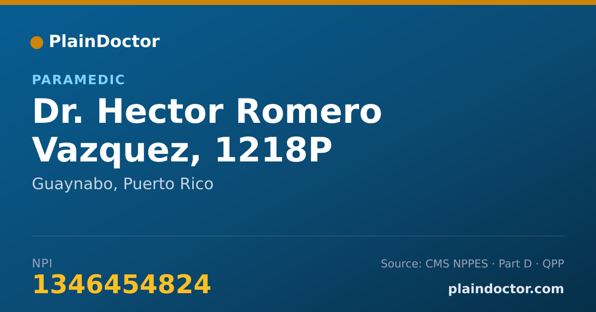 Shareable card for Hector Romero Vazquez, 1218P - Paramedic, Guaynabo, PR