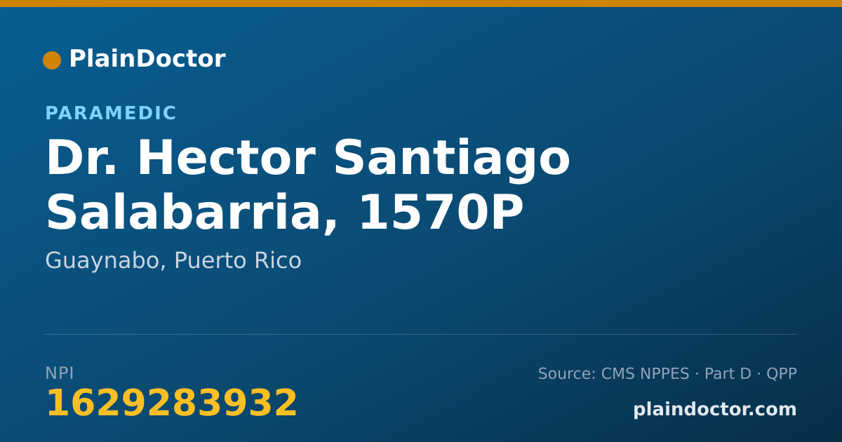 Shareable card for Hector Santiago Salabarria, 1570P - Paramedic, Guaynabo, PR