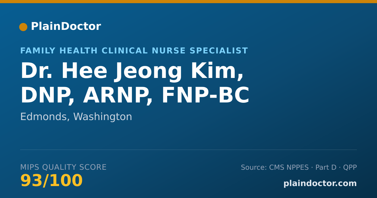 Shareable card for Hee Jeong Kim, DNP, ARNP, FNP-BC - Family Health Clinical Nurse Specialist, Edmonds, WA