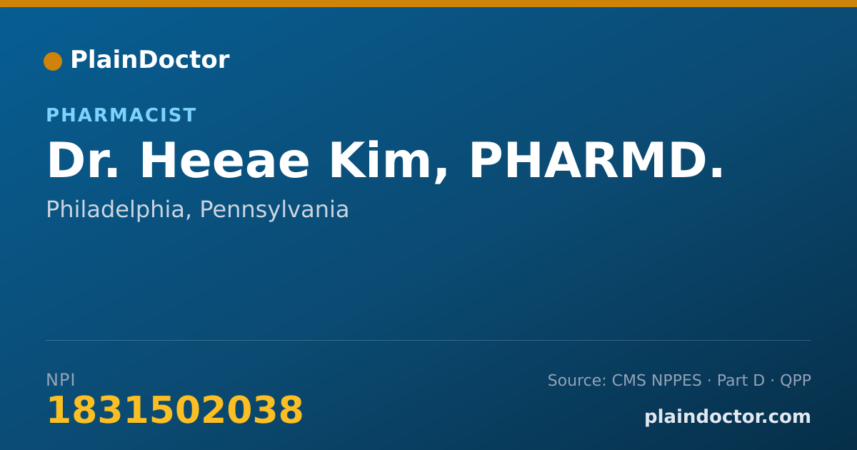 Shareable card for Heeae Kim, PHARMD. - Pharmacist, Philadelphia, PA