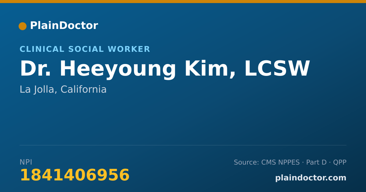 Shareable card for Heeyoung Kim, LCSW - Clinical Social Worker, La Jolla, CA