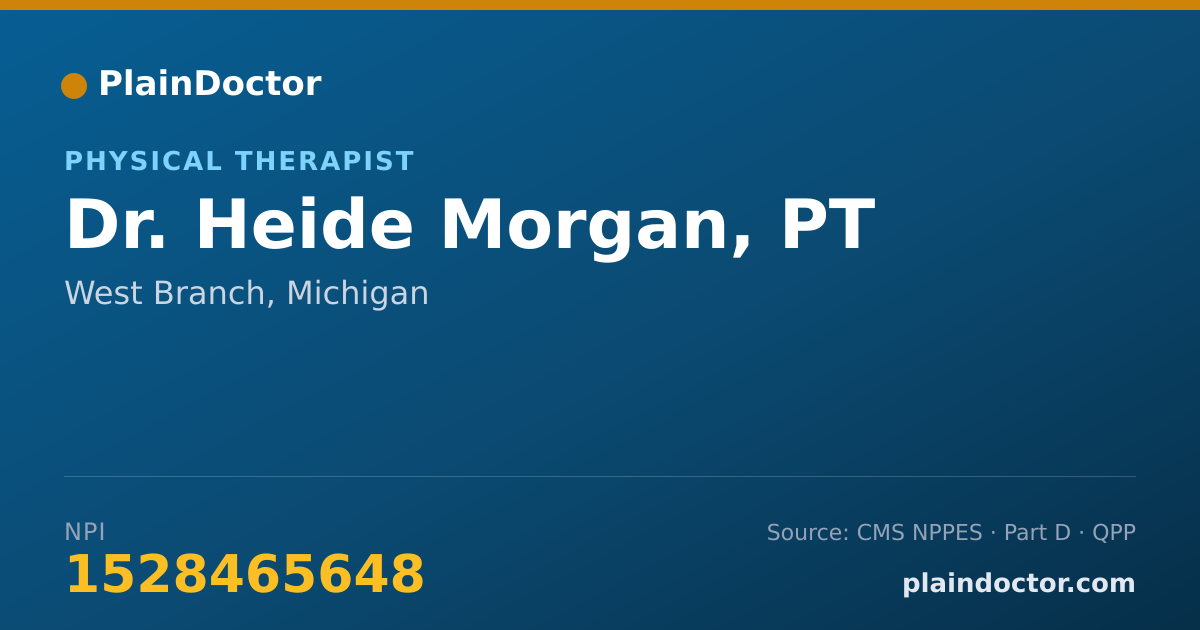 Shareable card for Heide Morgan, PT - Physical Therapist, West Branch, MI