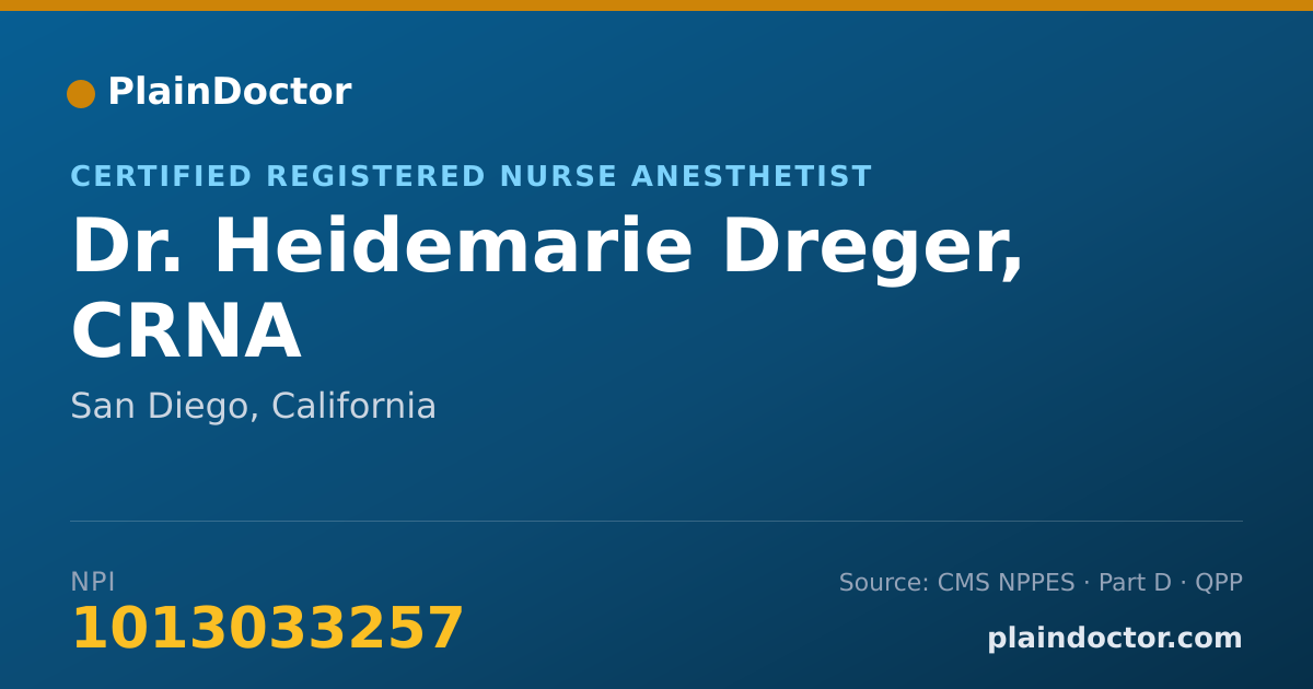 Shareable card for Heidemarie Dreger, CRNA - Certified Registered Nurse Anesthetist, San Diego, CA