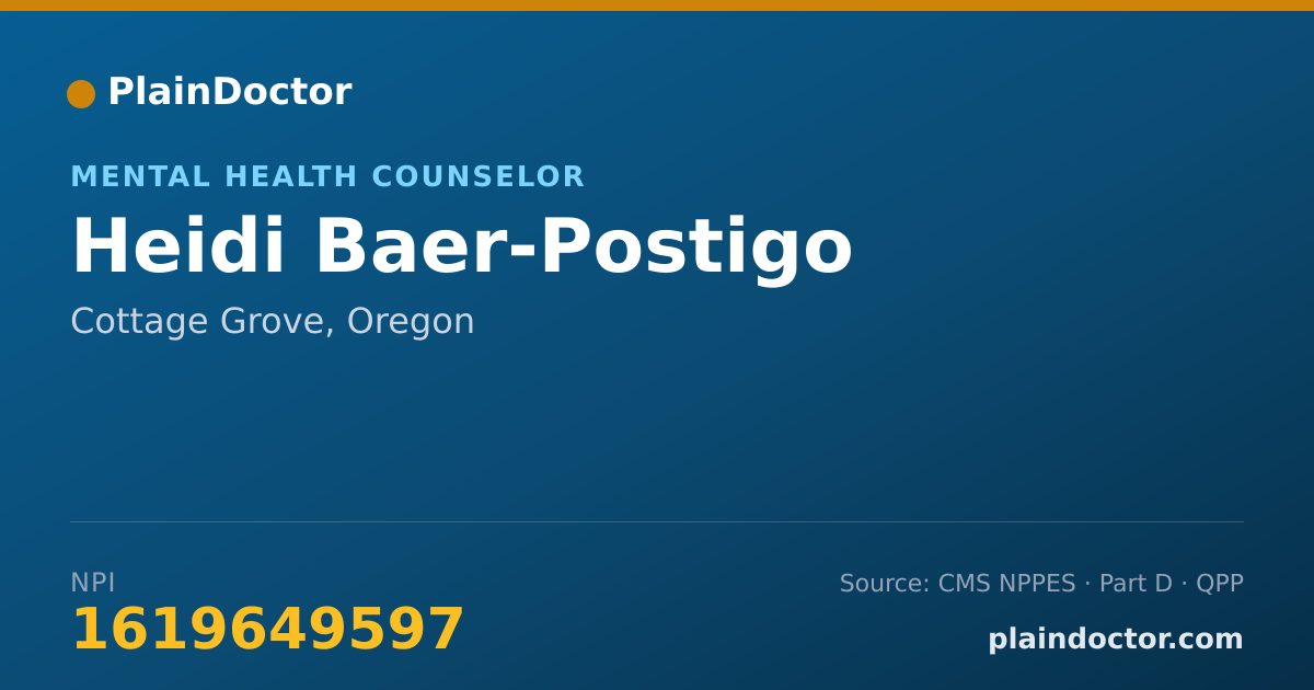 Shareable card for Heidi Baer-Postigo - Mental Health Counselor, Cottage Grove, OR