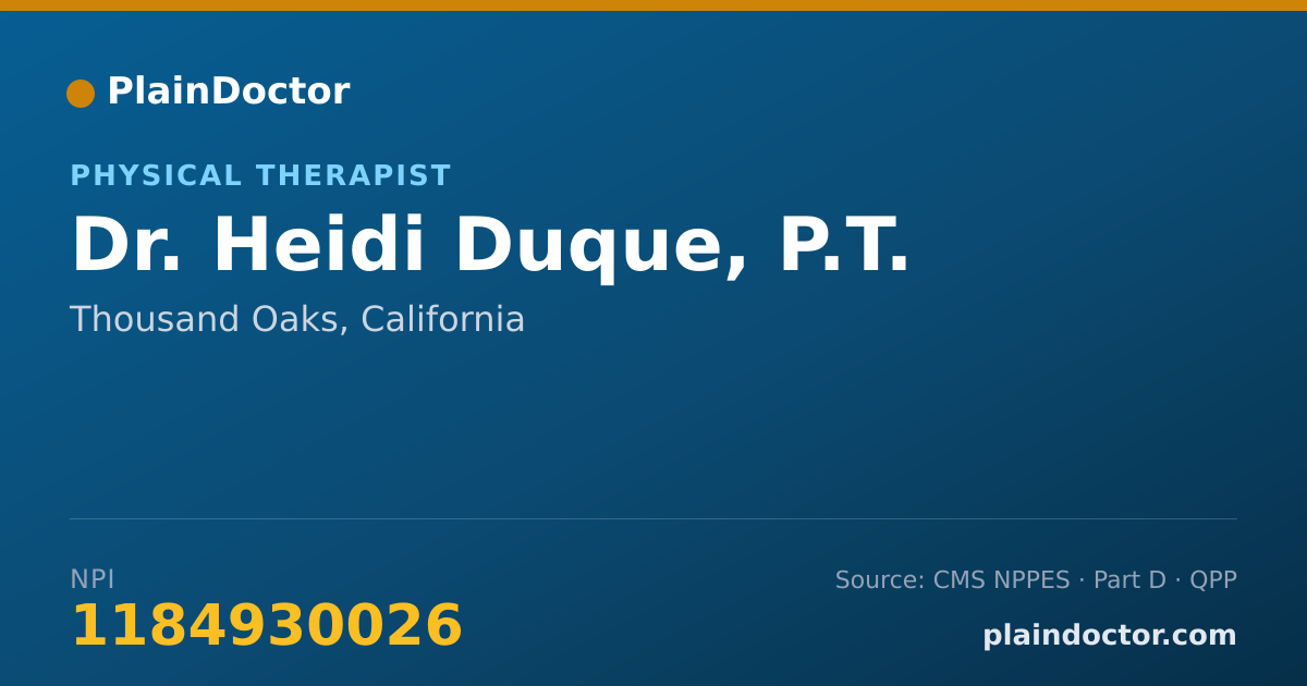 Shareable card for Heidi Duque, P.T. - Physical Therapist, Thousand Oaks, CA
