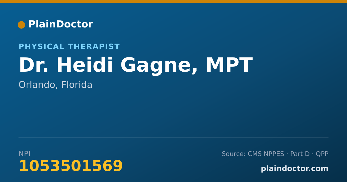 Shareable card for Heidi Gagne, MPT - Physical Therapist, Orlando, FL