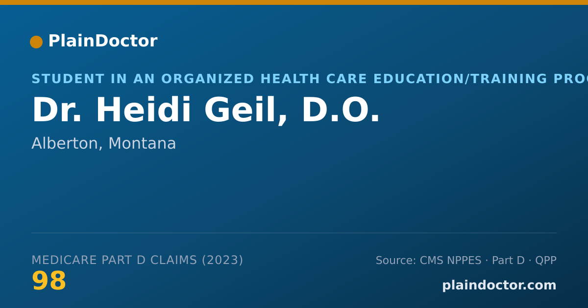 Shareable card for Heidi Geil, D.O. - Student in an Organized Health Care Education/Training Program, Alberton, MT