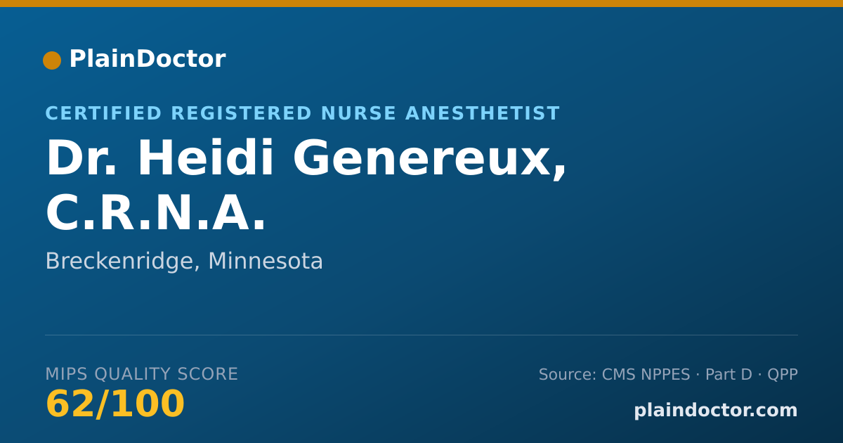 Shareable card for Heidi Genereux, C.R.N.A. - Certified Registered Nurse Anesthetist, Breckenridge, MN