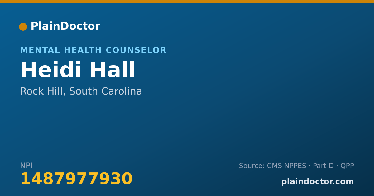 Shareable card for Heidi Hall - Mental Health Counselor, Rock Hill, SC