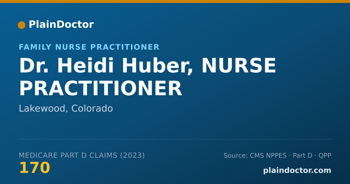 Shareable card for Heidi Huber, NURSE PRACTITIONER - Family Nurse Practitioner, Lakewood, CO