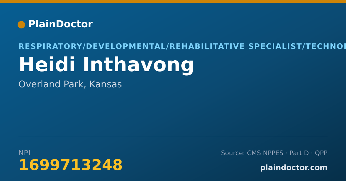 Shareable card for Heidi Inthavong - Respiratory/Developmental/Rehabilitative Specialist/Technologist, Overland Park, KS