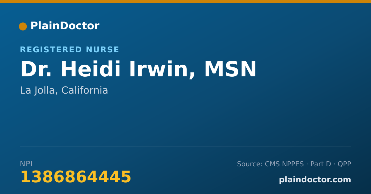 Shareable card for Heidi Irwin, MSN - Registered Nurse, La Jolla, CA