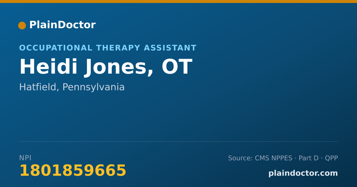 Shareable card for Heidi Jones, OT - Occupational Therapy Assistant, Hatfield, PA