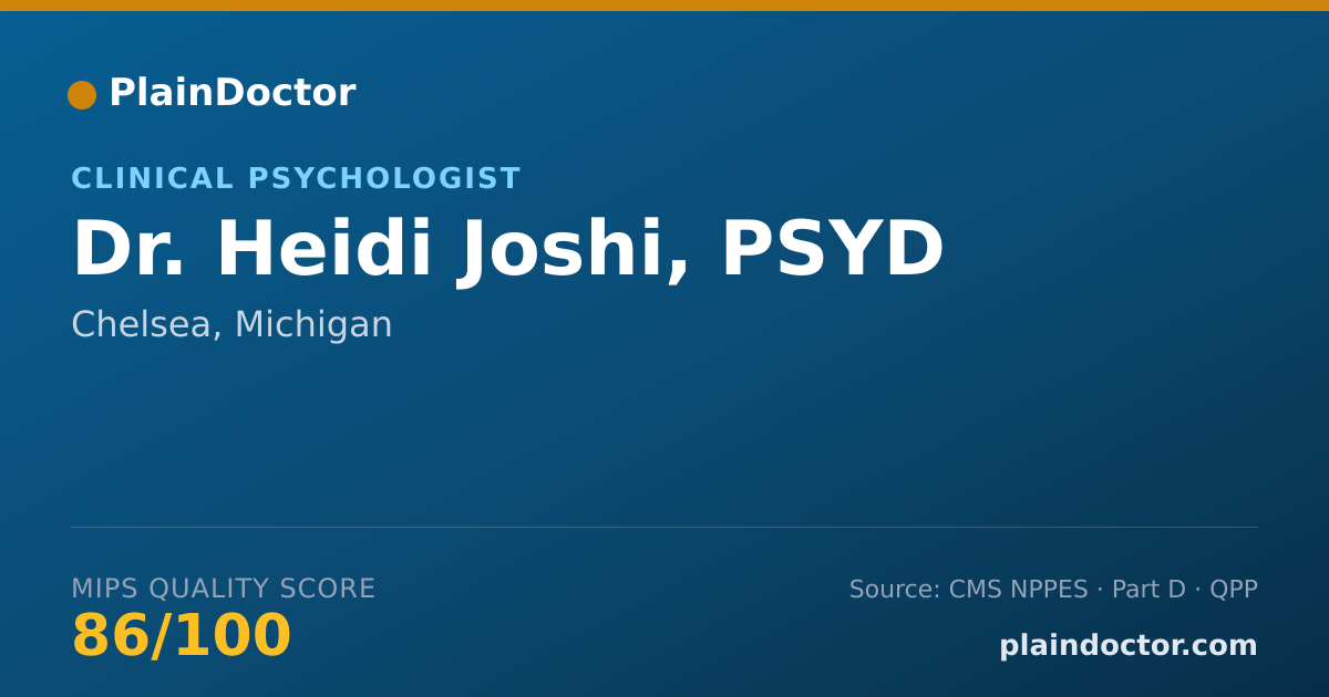 Shareable card for Heidi Joshi, PSYD - Clinical Psychologist, Chelsea, MI