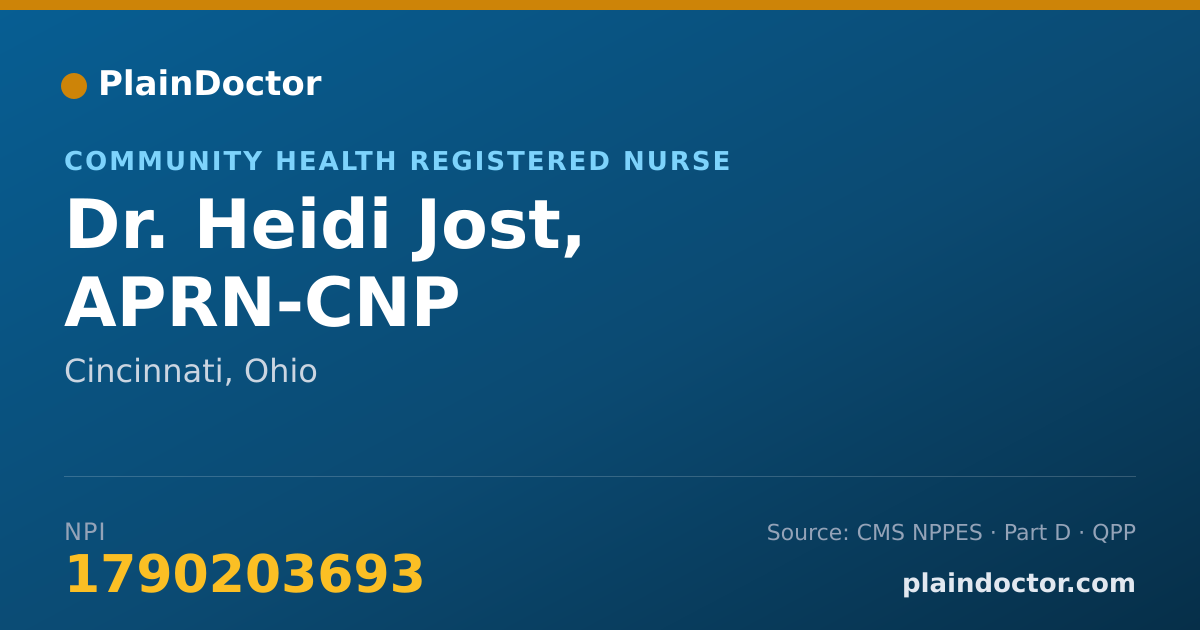 Shareable card for Heidi Jost, APRN-CNP - Community Health Registered Nurse, Cincinnati, OH