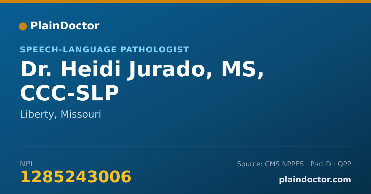 Shareable card for Heidi Jurado, MS, CCC-SLP - Speech-Language Pathologist, Liberty, MO