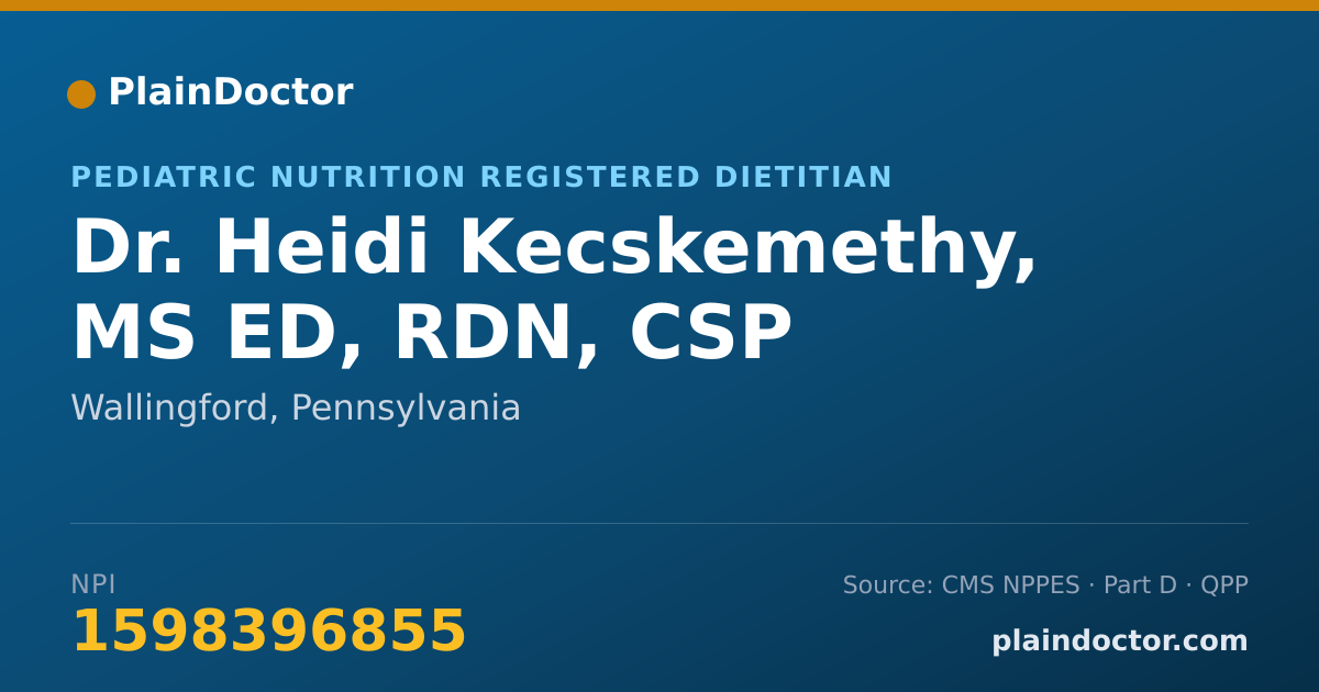 Shareable card for Heidi Kecskemethy, MS ED, RDN, CSP - Pediatric Nutrition Registered Dietitian, Wallingford, PA