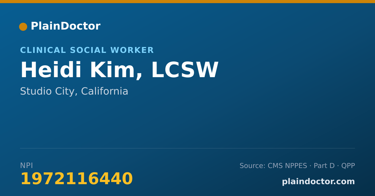 Shareable card for Heidi Kim, LCSW - Clinical Social Worker, Studio City, CA