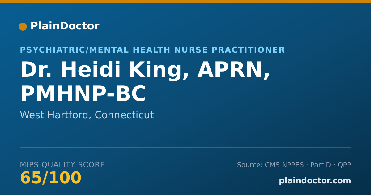 Shareable card for Heidi King, APRN, PMHNP-BC - Psychiatric/Mental Health Nurse Practitioner, West Hartford, CT