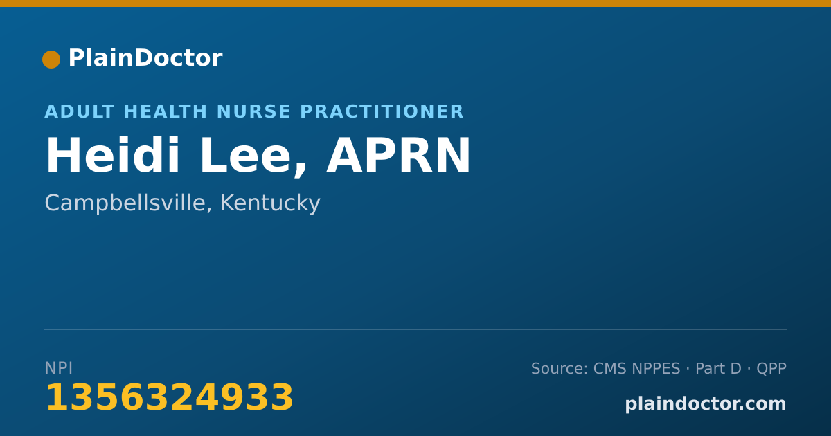 Shareable card for Heidi Lee, APRN - Adult Health Nurse Practitioner, Campbellsville, KY