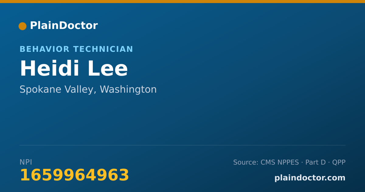 Shareable card for Heidi Lee - Behavior Technician, Spokane Valley, WA